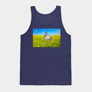 Dapple Gray Horse in Spring Field Tank Top